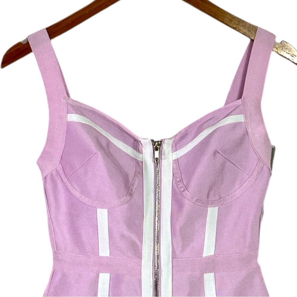 NWT Missguided Zip Through Binding Bust Cup Mini Dress in Lilac Size US 8 - Picture 3 of 6